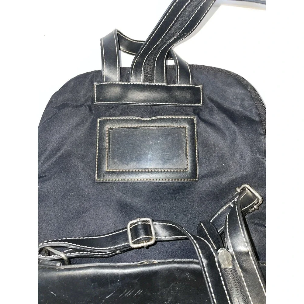 Etienne Aigner Vintage Black Nylon Backpack - Leather Trim - Convertible Sling